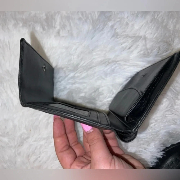 Coach Signature Tri-Fold Wallet Black Canvas with Leather Detail Y2K - Picture 3 of 5